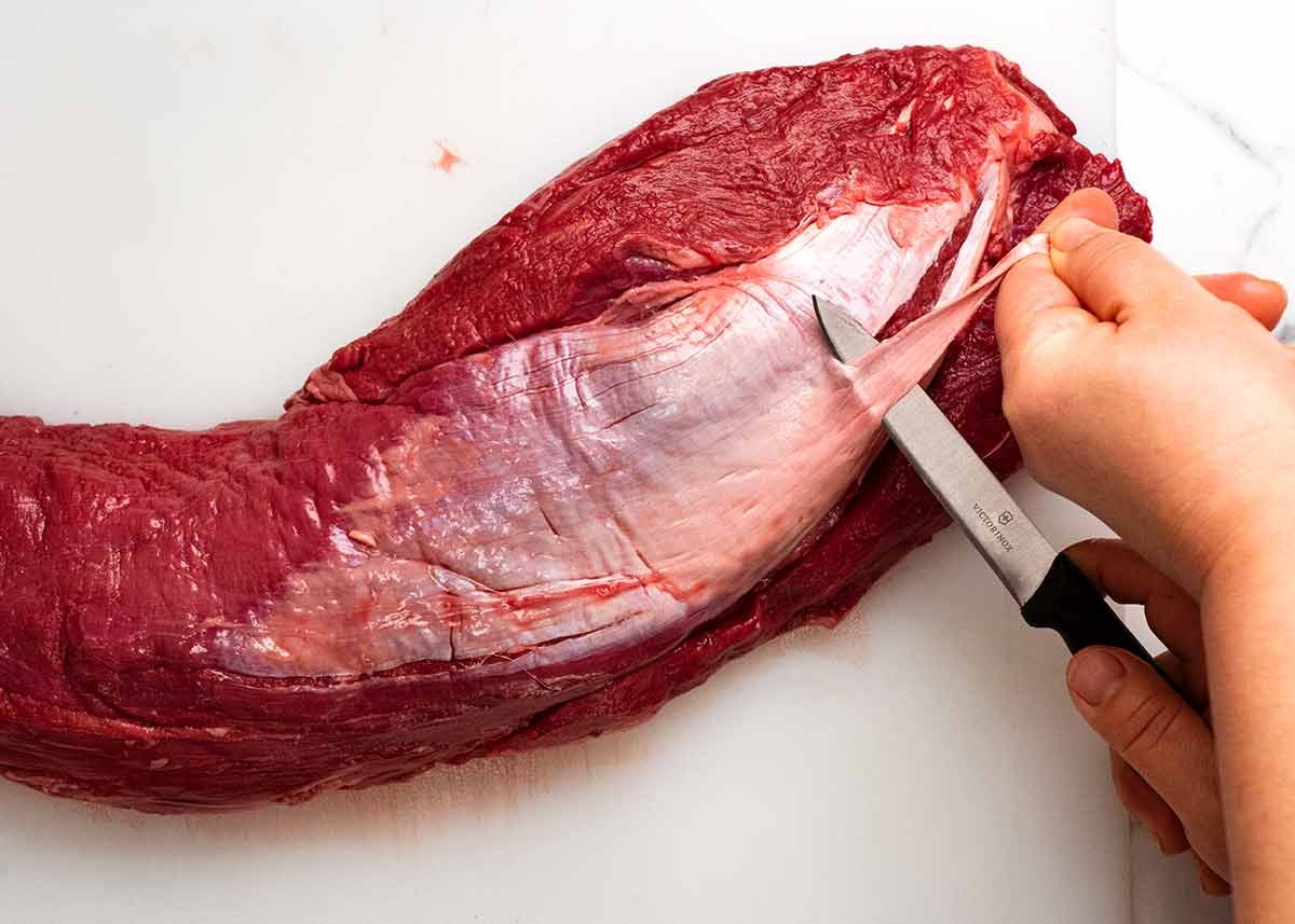 Membrane argentée sur le filet de bœuf