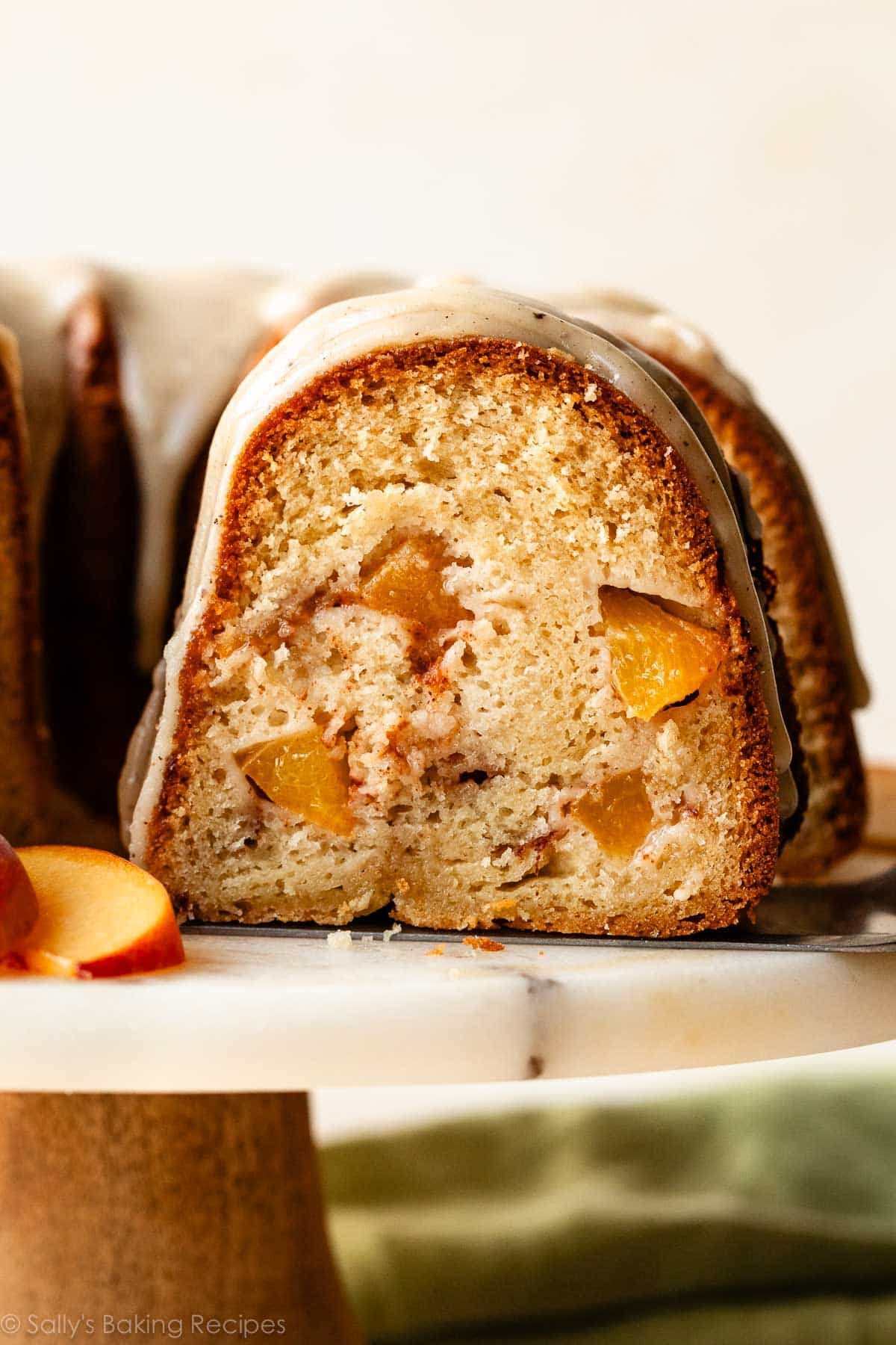 Peach Bundt Cake with Brown Butter Icing