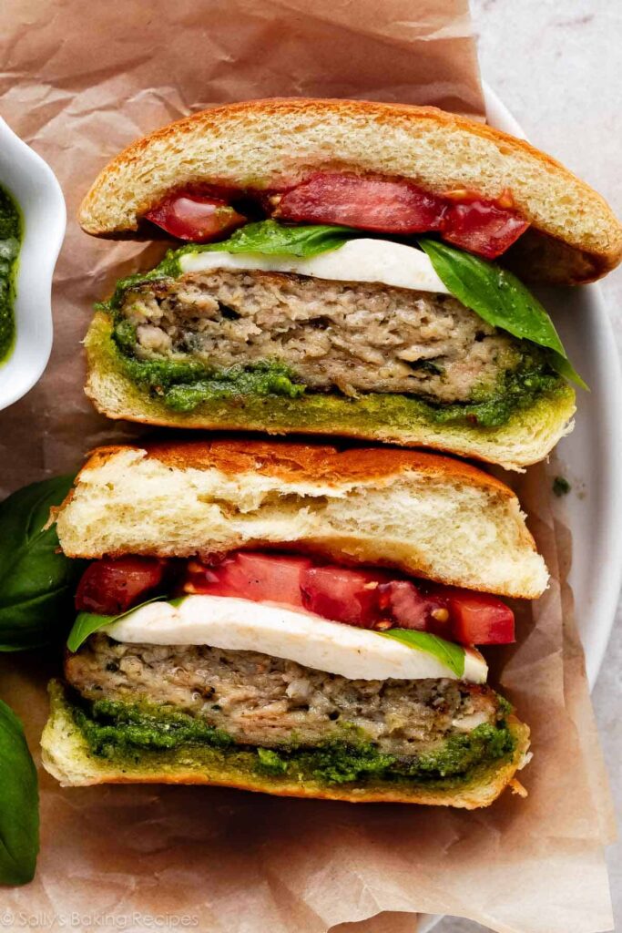 Caprese Pesto Chicken Burgers - Sally's Baking Addiction