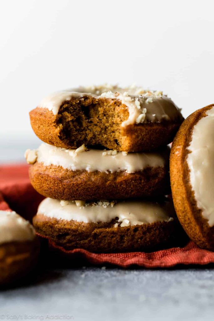 stack of pumpkin donuts