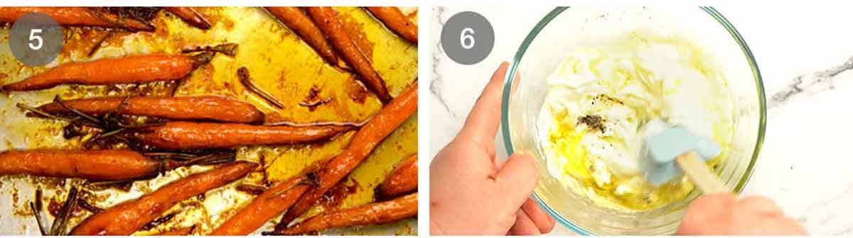 Comment préparer des carottes rôties à l'érable épicées avec pois chiches croustillants et sauce au yaourt