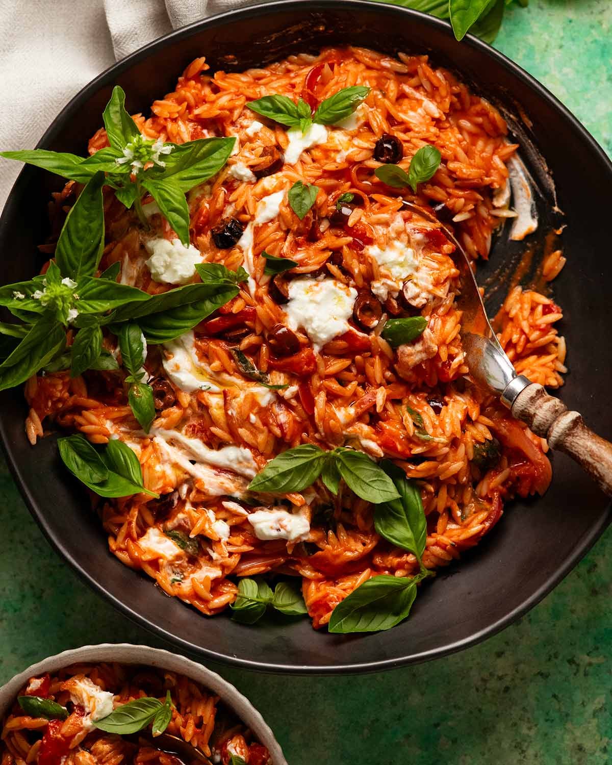 Roasted Red Pepper Goat Cheese Risoni / Orzo