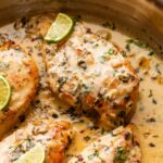 cilantro lime chicken in skillet.