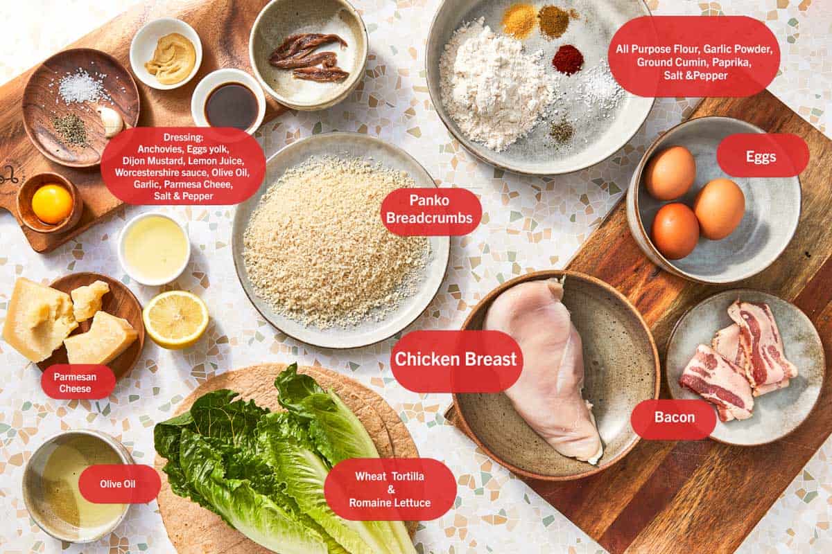 Ingrédients du Wrap de Poulet César