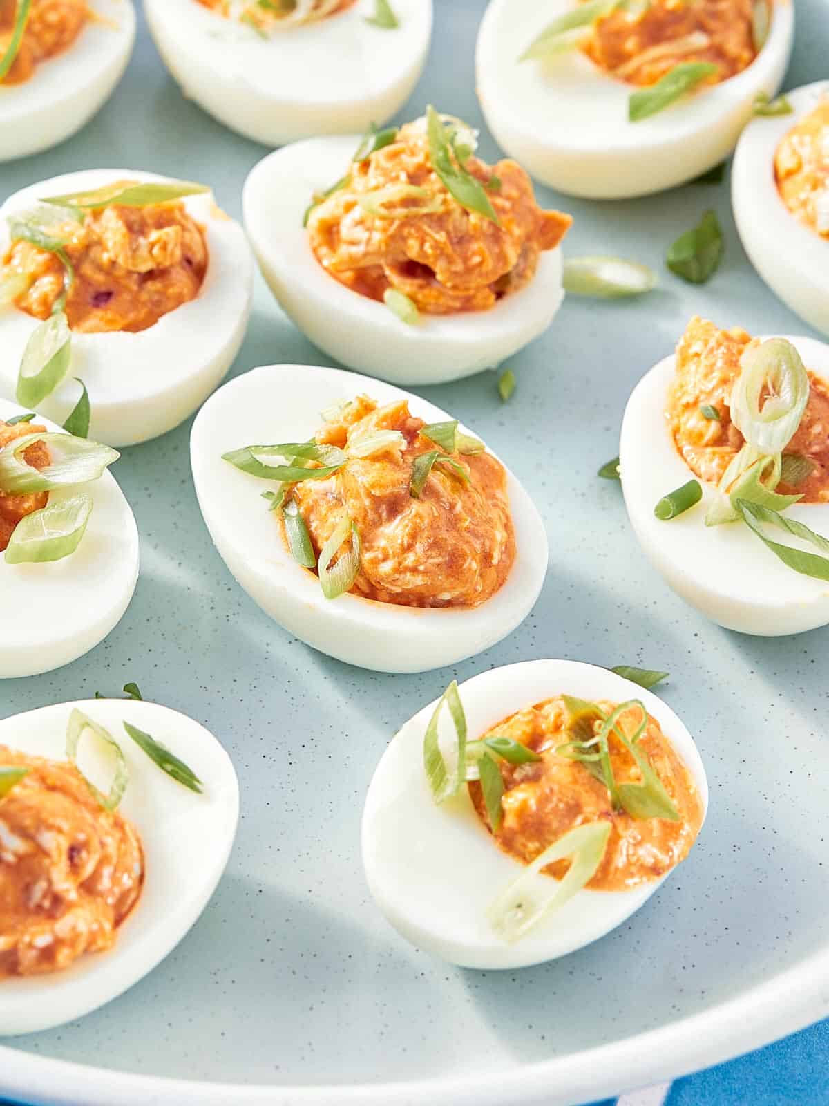 Buffalo Chicken Deviled Eggs - Cafe Delites