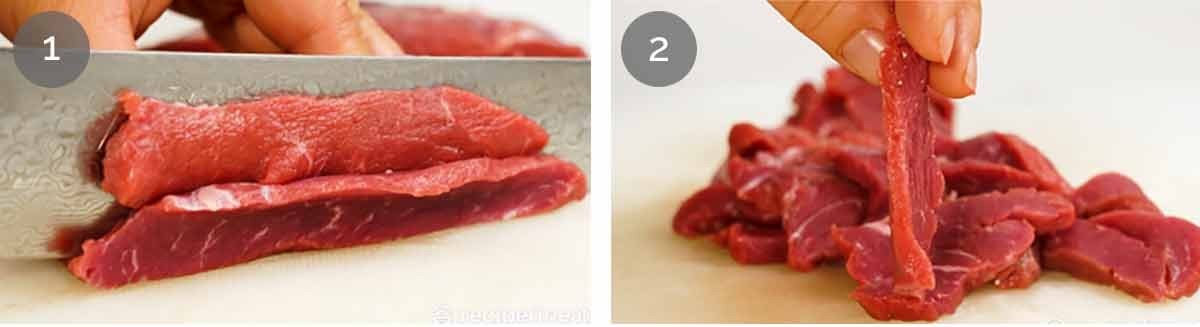 Émollir le boeuf pour les sautés