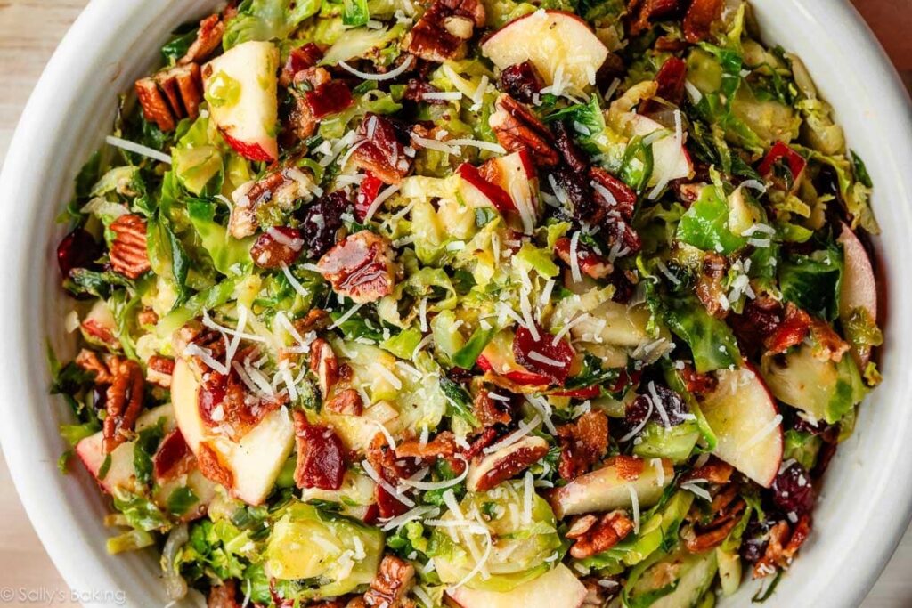 Warm Brussels Sprouts Salad with Bacon and Apple
